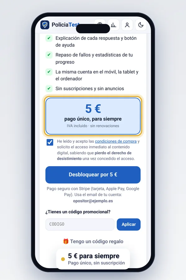 Pantalla de desbloqueo por 5 euros